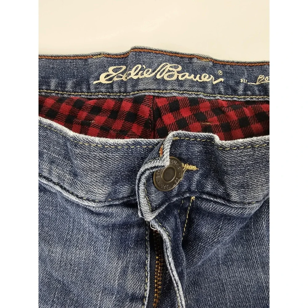 Eddie Bauer Womens Fleece Lined‎ Jeans 14 Dark Wash Winter Warm Straight Leg
